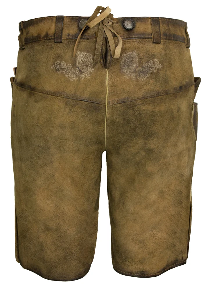 Maddox Kurze Damen Lederhose Kreuzberg mit Hosenträgern - Antik Eiche