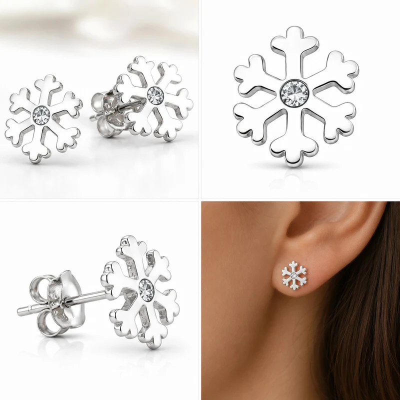 LUISIA Ohrstecker Schneeflocke mit Kristallen von Swarovski® - 925 Sterling Silber | Kristall