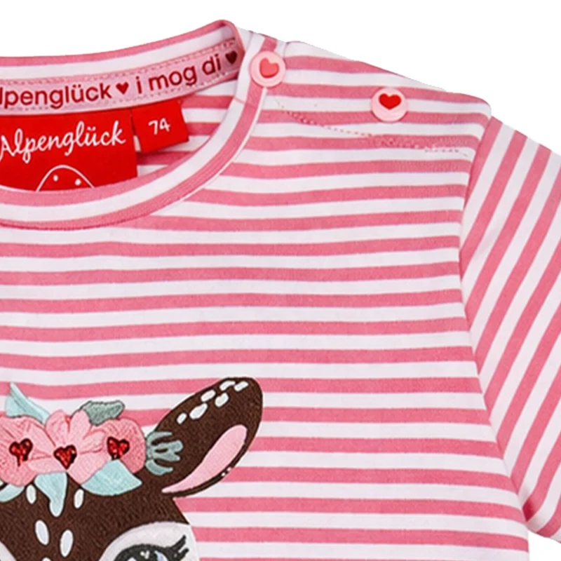 BONDI Mädchen T-Shirt "Spatzl" mit Reh 86844 | Rosa Weiß