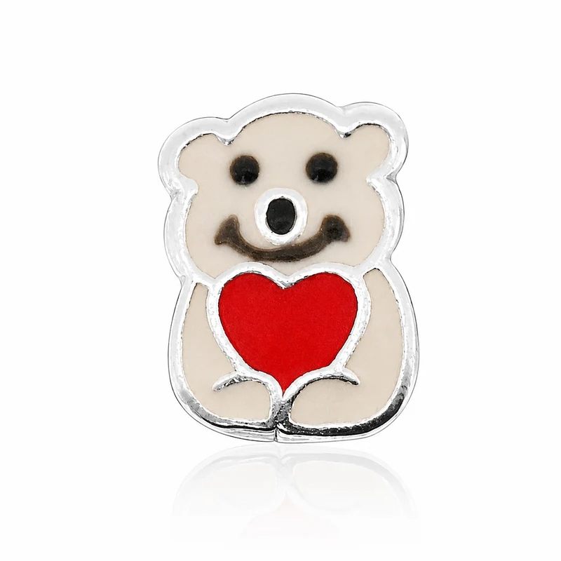 LUISIA® Ohrstecker "Eisbär" mit rotem Herz - E-14672 | 925 Sterling Silber