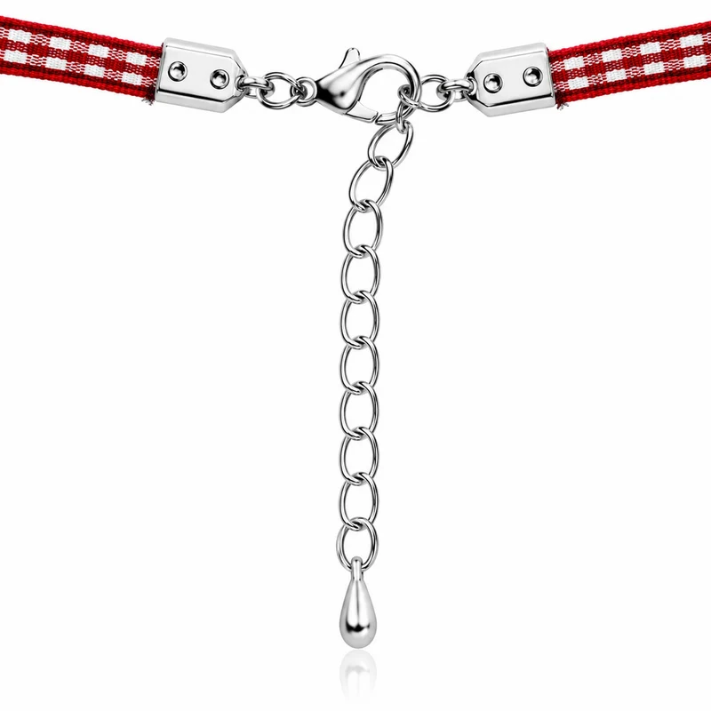 LUISIA® Kinder Halskette "Kariert mit Herz" mit Kristallen von Swarovski® | Dunkelrot