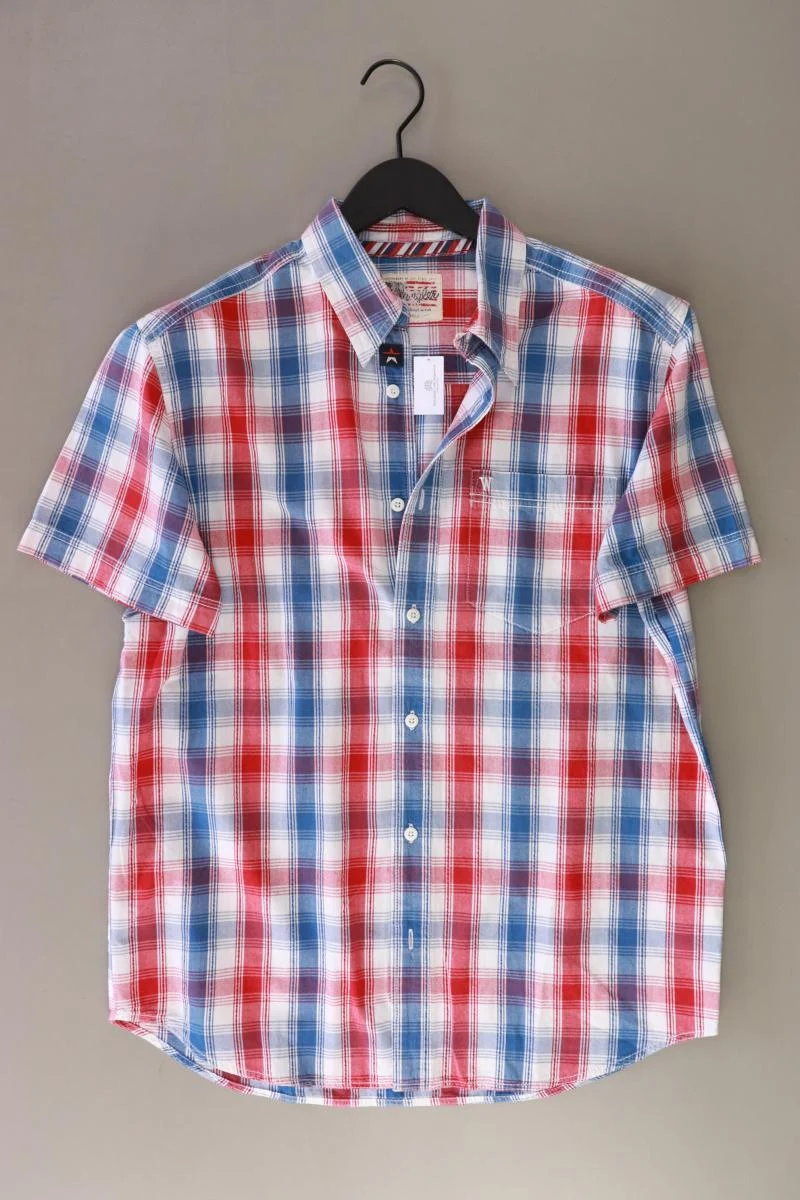 Wrangler Karohemd für Herren Gr. S kariert Kurzarm rot aus Baumwolle