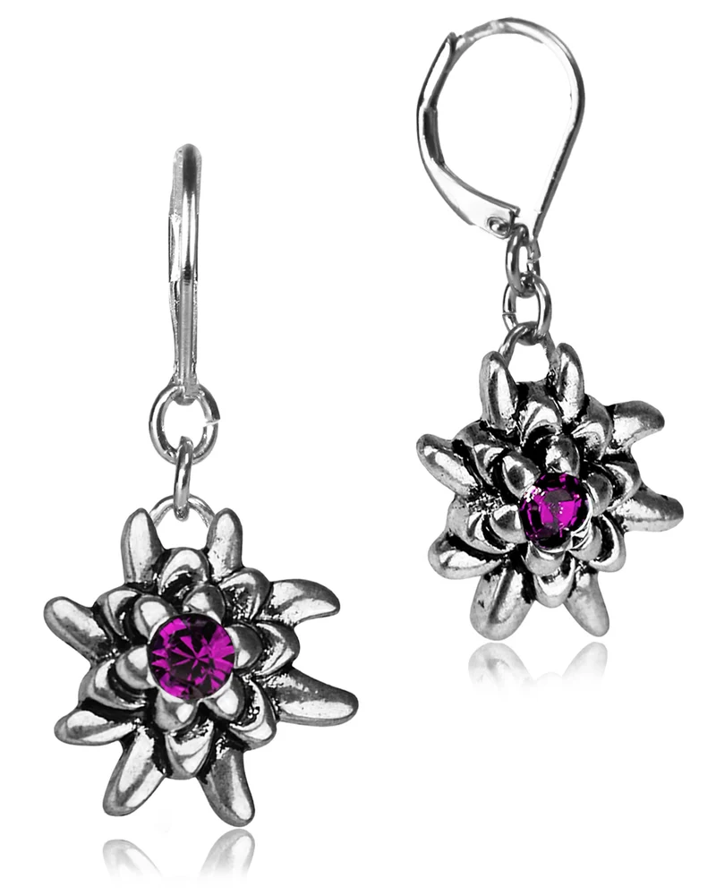 LUISIA® Edelweiß Ohrhänger "Emilia" mit Premium Kristallen | Fuchsia / Pink - Ohrringe