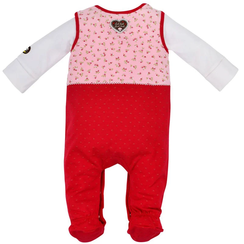 BONDI Baby Strampler "Prinzessin" mit Herz 86557 | Mädchen Overall 2-tlg. Rosa Rot