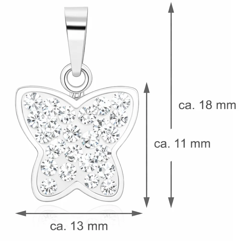 LUISIA® Kettenanhänger "Schmetterling" - Premium Kristalle - 925 Sterling Silber | Pink