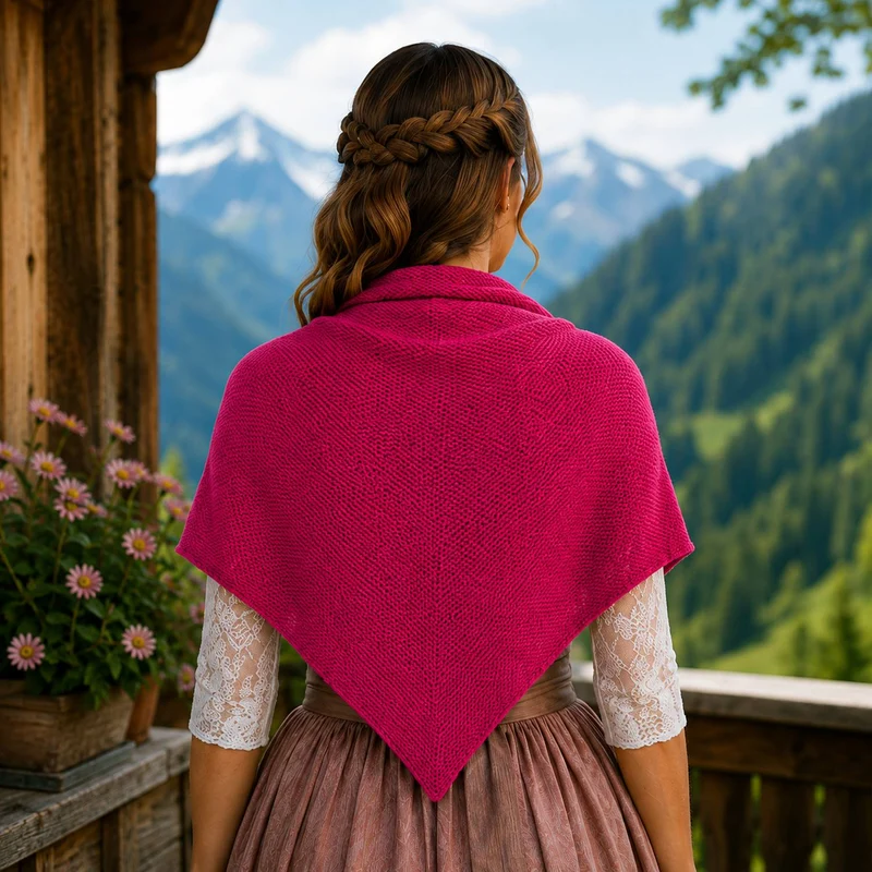 XL Strick Dreieckstuch - Schal 200 x 80 cm | Pink