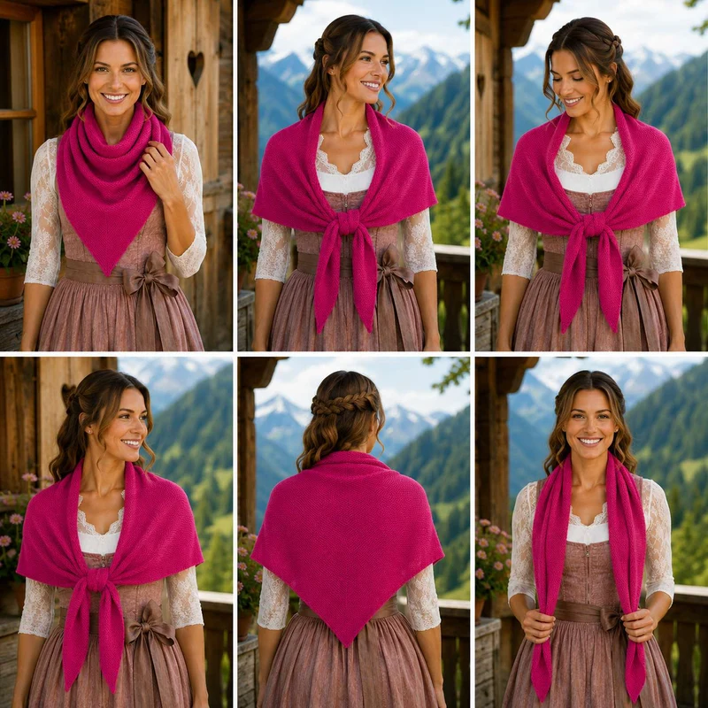 XL Strick Dreieckstuch - Schal 200 x 80 cm | Pink