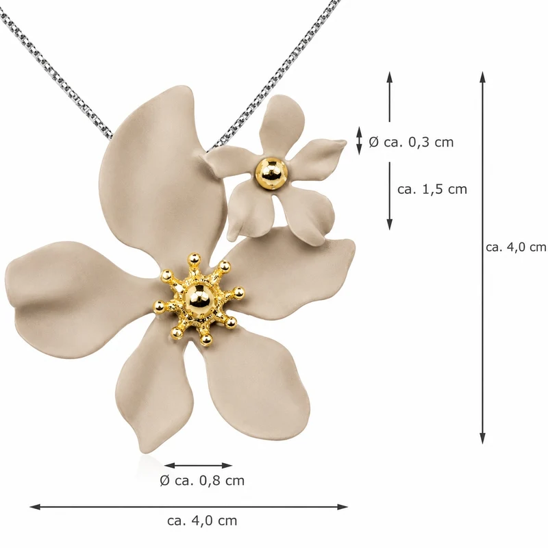 LUISIA® Halskette "Nelia" mit Blumen - 16 Karat vergoldet | Sand