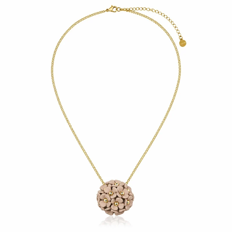 LUISIA® Halskette "Mia" mit Blüten Kugel - 16 Karat vergoldet | Altrosa