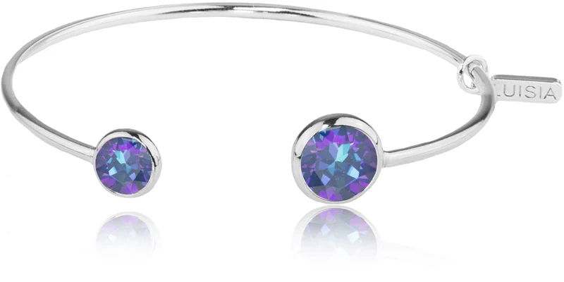 LUISIA® Einreihiger Armreif "Fjella" mit zwei Premium Kristallen - Silber / Royal Blue Delite