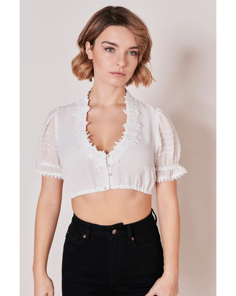 Krüger Collection Dirndlbluse "Luka" Kurzarm 211466 | Ecru