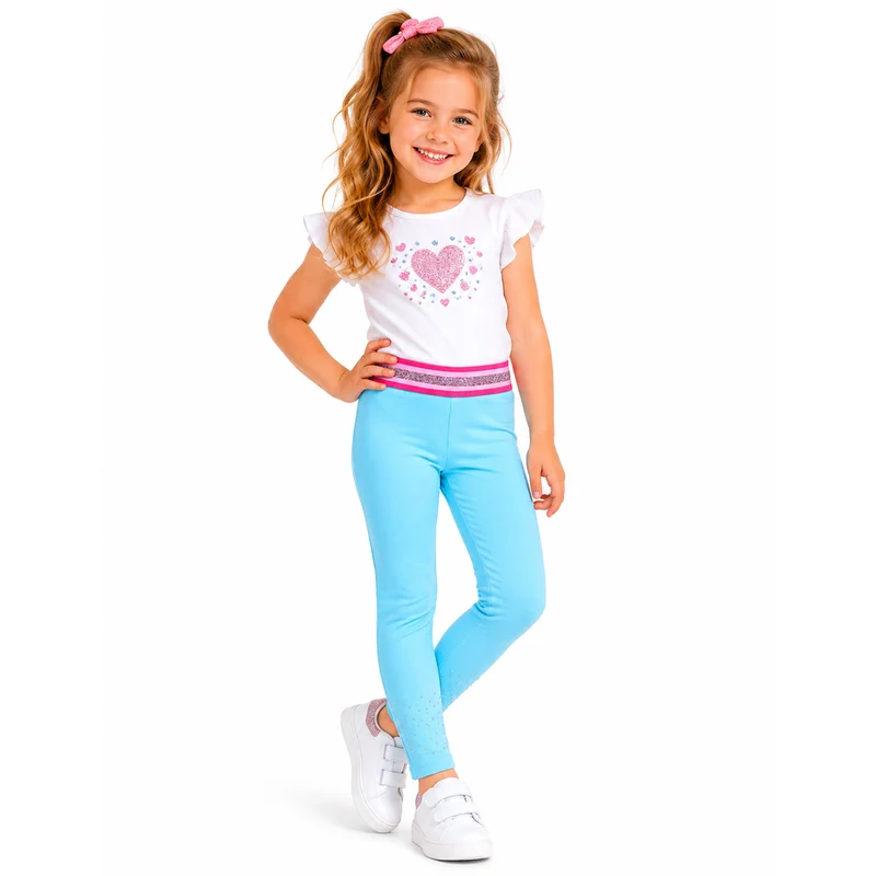 BONDI Baby Mädchen Leggings mit Glitzersteinen 36207 | Blau
