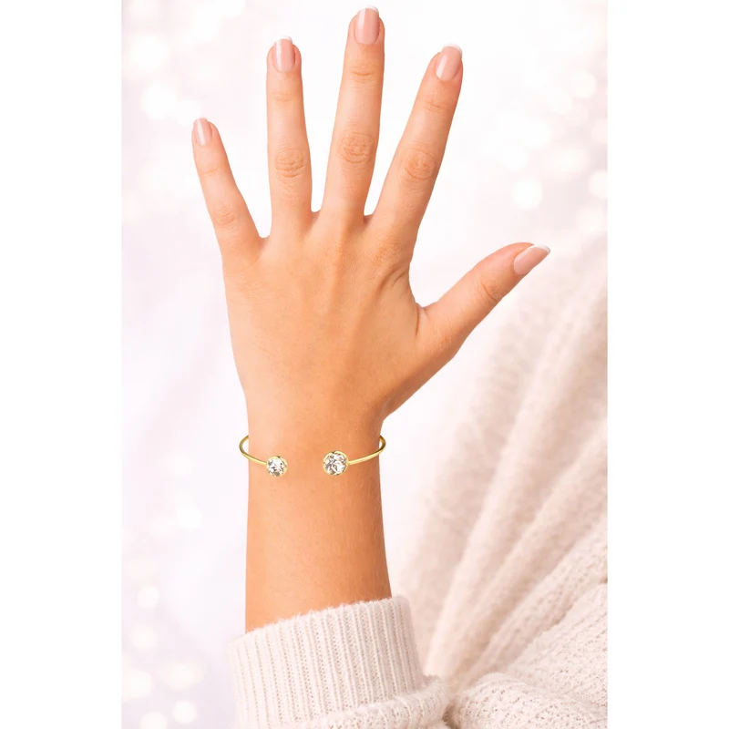 LUISIA® Einreihiger Armreif "Fjella" mit zwei Premium Kristallen - Silber / Lavender Delite