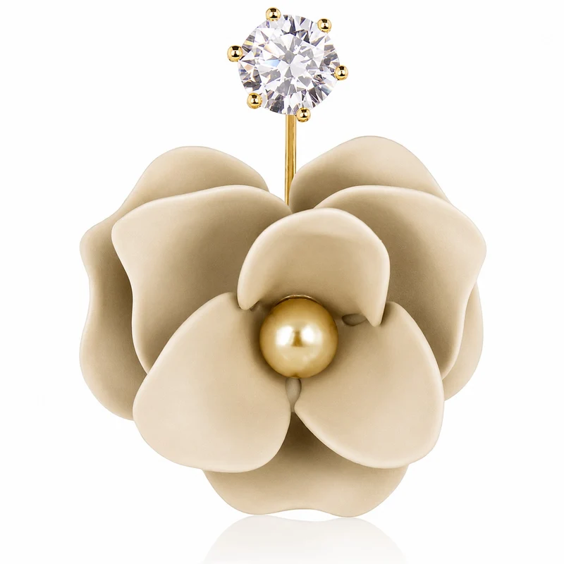 LUISIA Front Back Ohrringe Jarla mit Blumen - 16 Karat vergoldet Sand