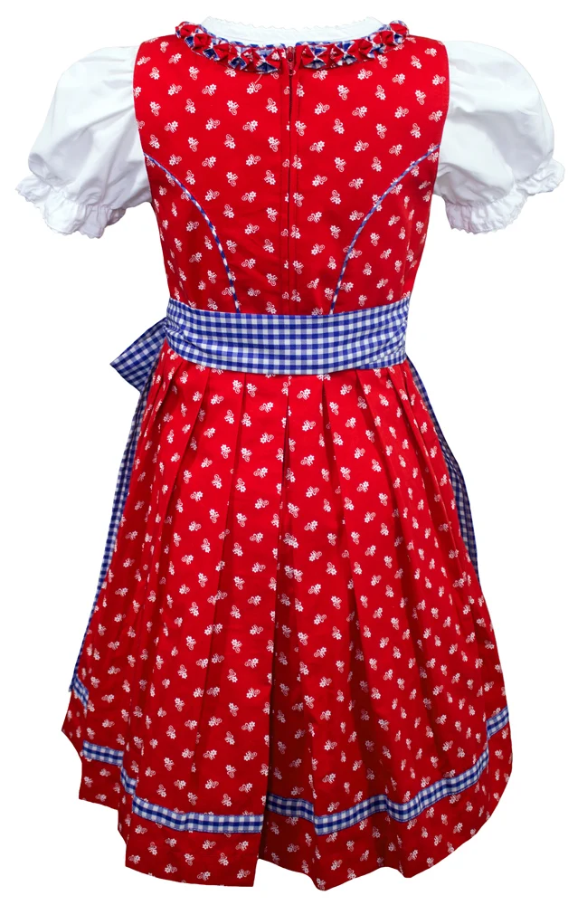 MADDOX Kinder Dirndl "Zillertal" 3-tlg. | Blümchenmuster Blau Rot