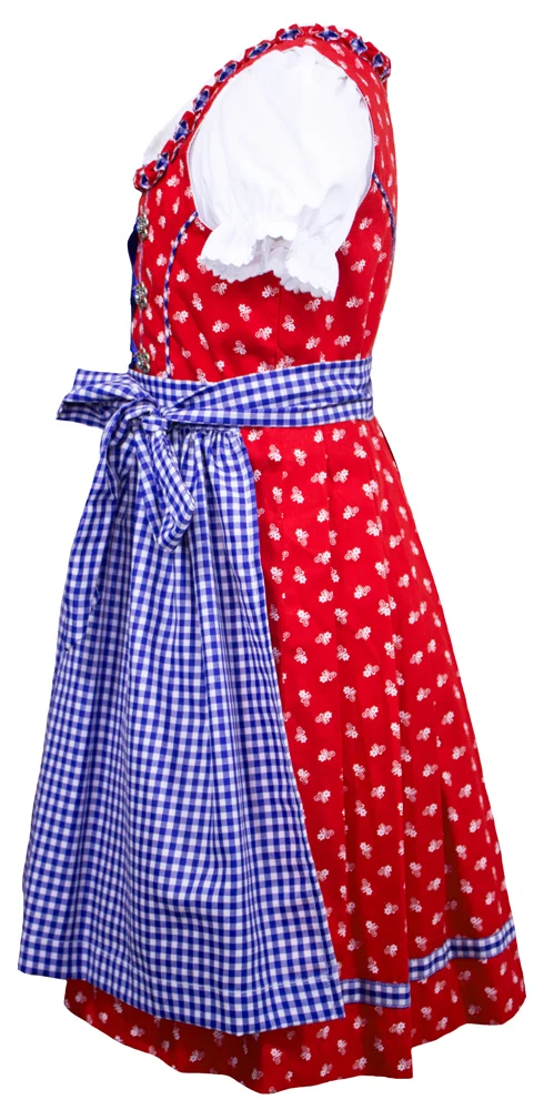 MADDOX Kinder Dirndl "Zillertal" 3-tlg. | Blümchenmuster Blau Rot