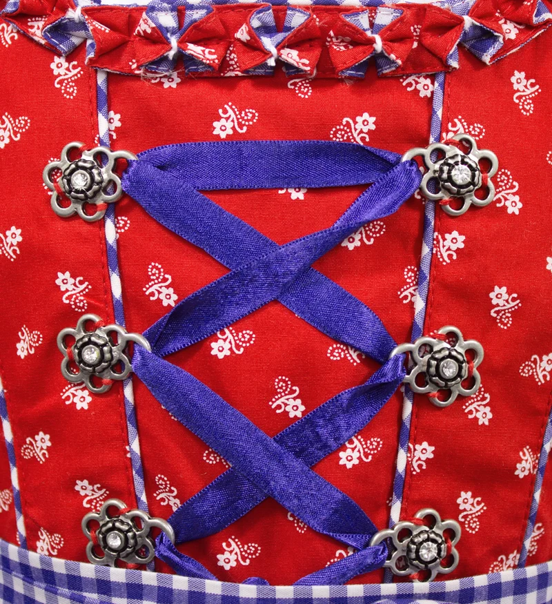 MADDOX Kinder Dirndl "Zillertal" 3-tlg. | Blümchenmuster Blau Rot