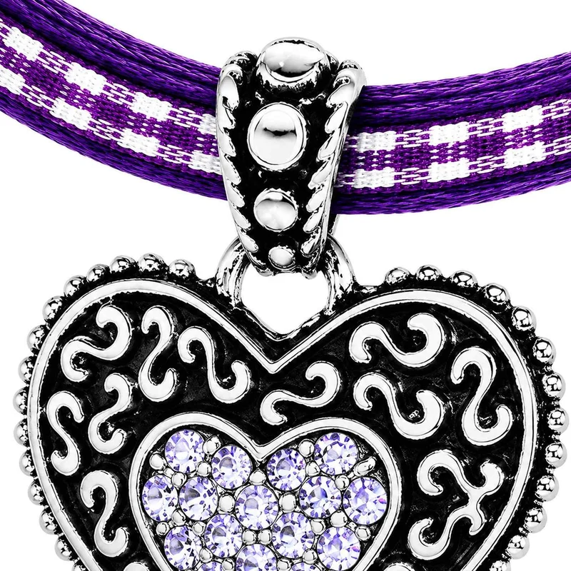 LUISIA® Kinder Halskette "Kariert mit Herz" mit Kristallen von Swarovski® | Lavendel