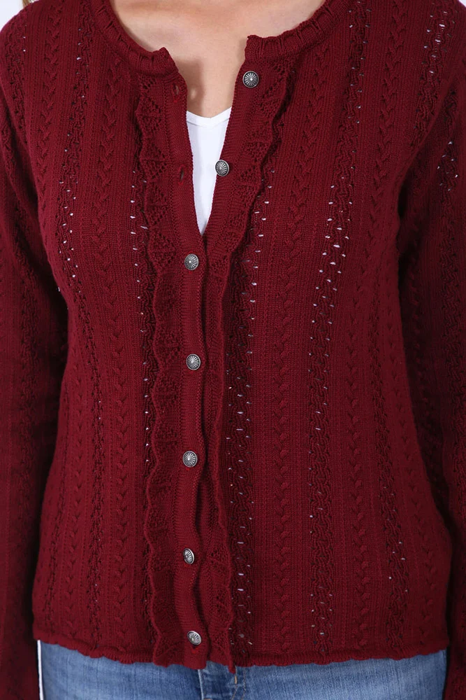 Krüger Damen Trachtenjacke "Augusta" mit Lochstickerei | Bordeaux Rot