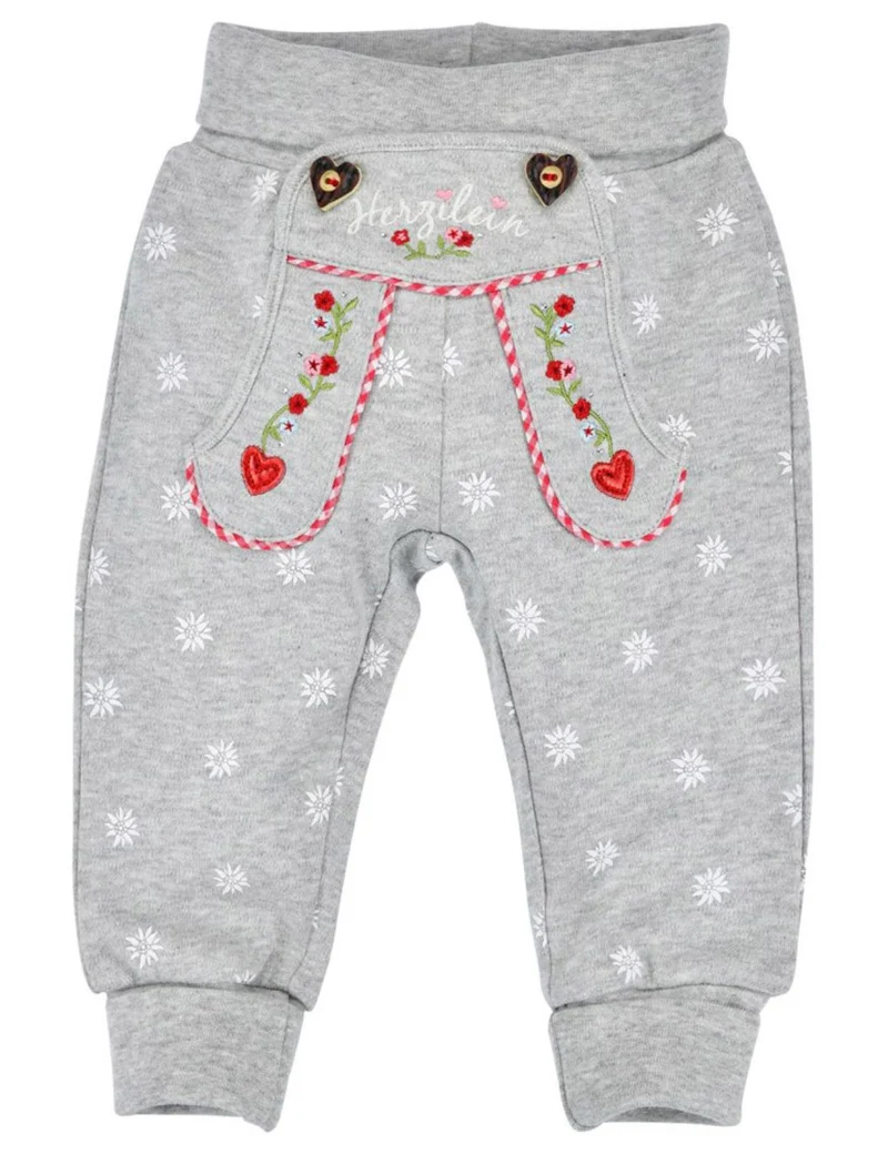 BONDI Baby Kinder Laufhose Jogginghose "Herzilein" 86563 | Grey-Melange