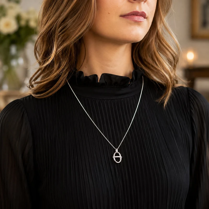 LUISIA Halskette mit Anhänger "Oval" 67012 | 925 Silber (60 cm Länge)