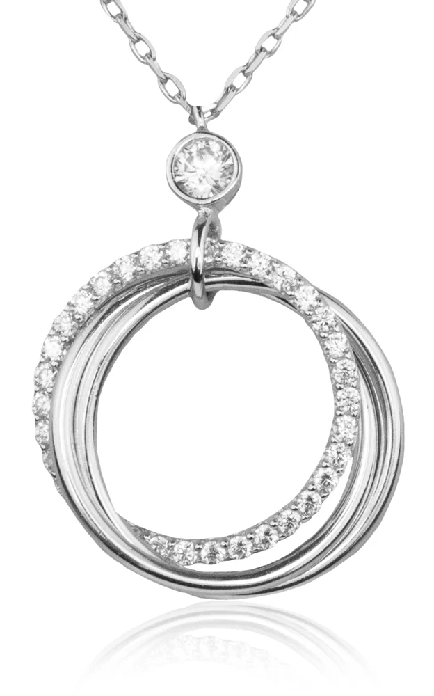 LUISIA Filigrane Halskette mit Strass Ringen | 925 Silber
