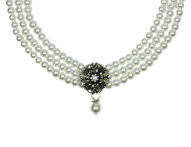 LUISIA Perlencollier "Nyala" 3-reihig mit Premium Kristall - 48322-1