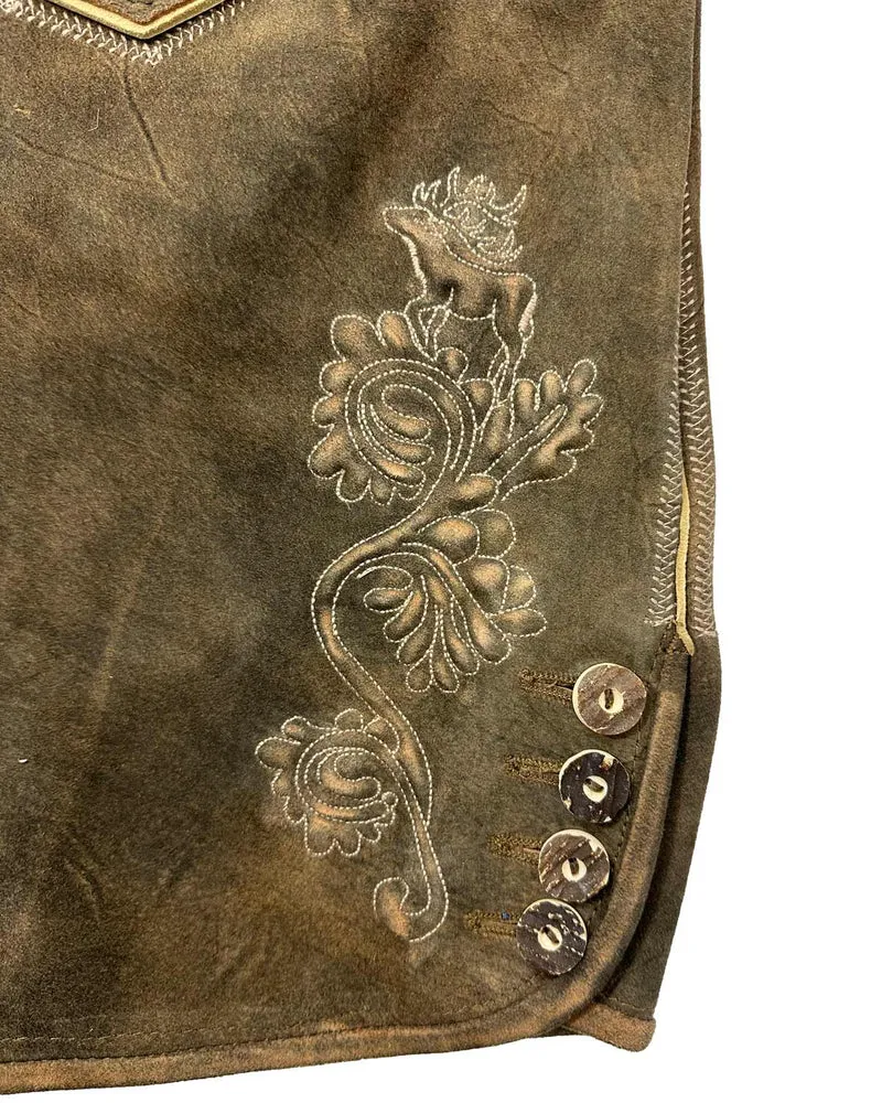 MADDOX Kurze Lederhose "Silbersee" mit Gürtel | Used Erle