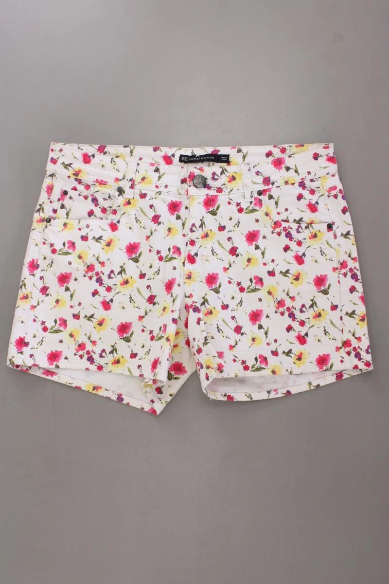 Zara Shorts Gr. 40 mit Blumenmuster creme aus Baumwolle
