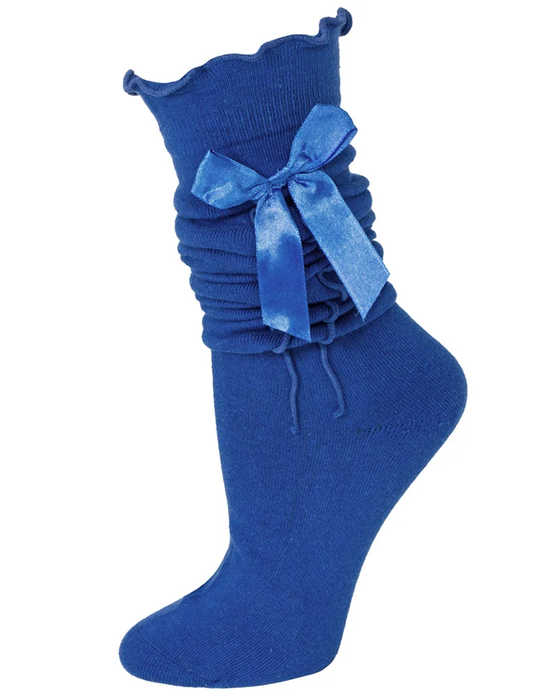 Trachten Kniestrümpfe mit Schleife für Damen | Royalblau