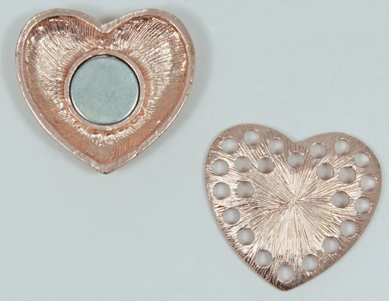 Magnet Brosche Tuchhalter - Roségold Herz Ornament