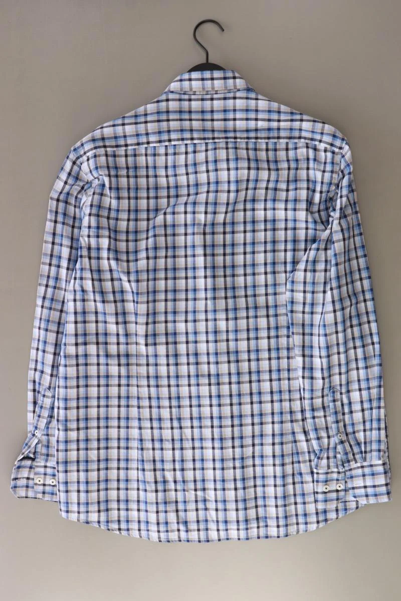 Bugatti Karohemd für Herren Gr. XL kariert Langarm blau aus Baumwolle