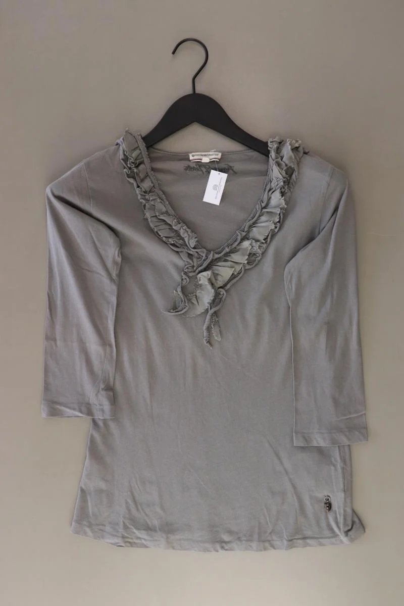 Freeman T. Porter Shirt mit V-Ausschnitt Gr. S 3/4 Ärmel grau aus Baumwolle