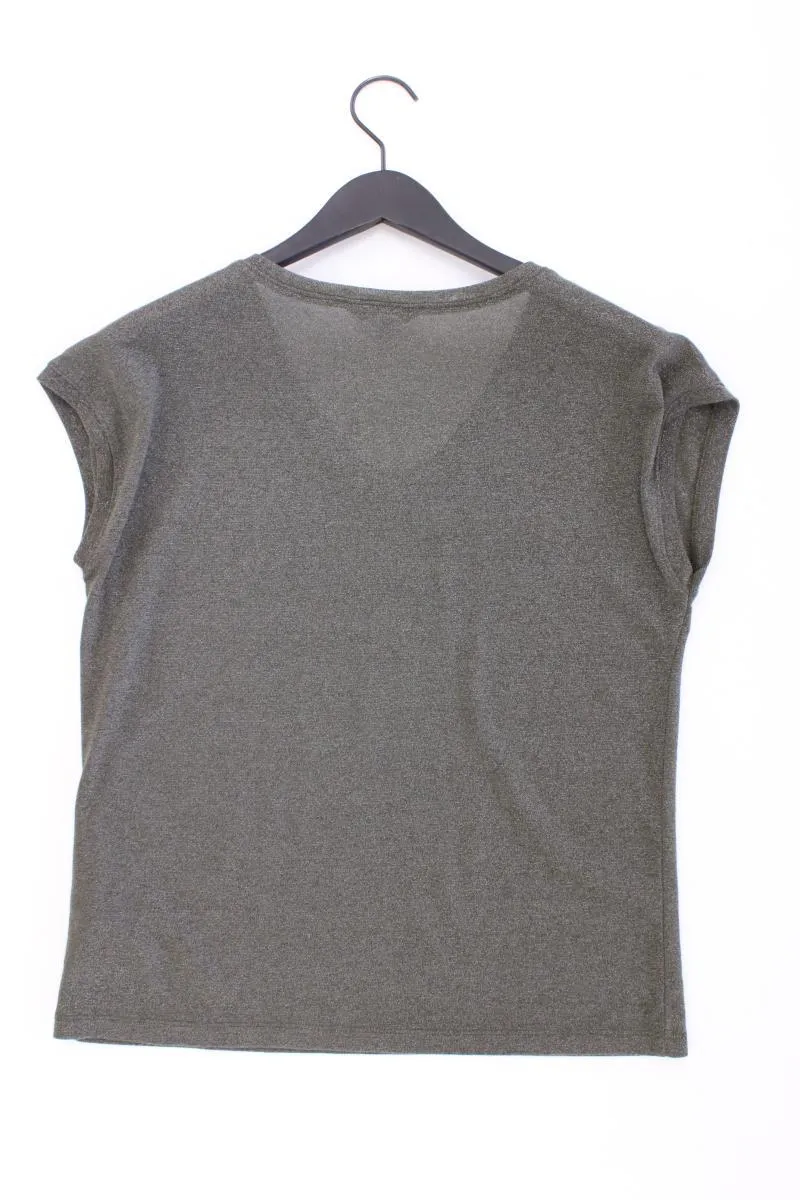 Only Shirt mit V-Ausschnitt Gr. L Kurzarm mit Glitzer olivgrün aus Viskose