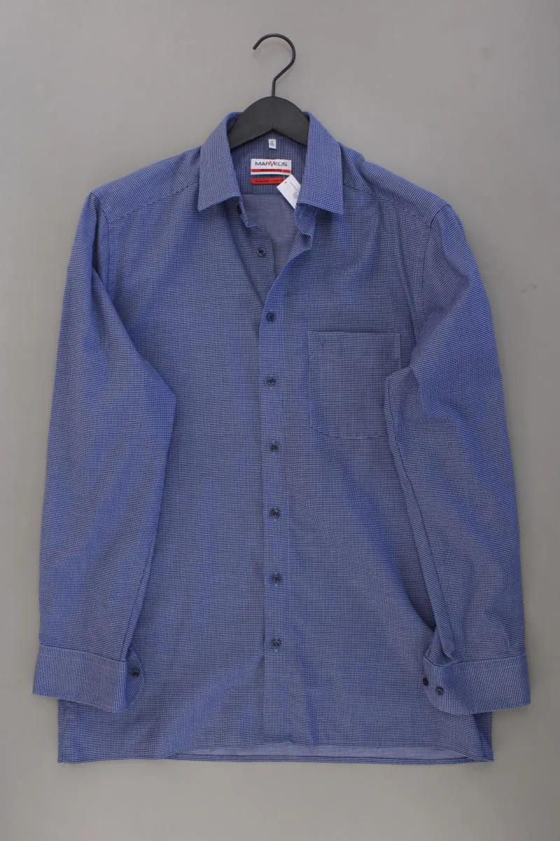 MARVELIS Langarmhemd für Herren Gr. Hemdgröße 41 blau aus Baumwolle