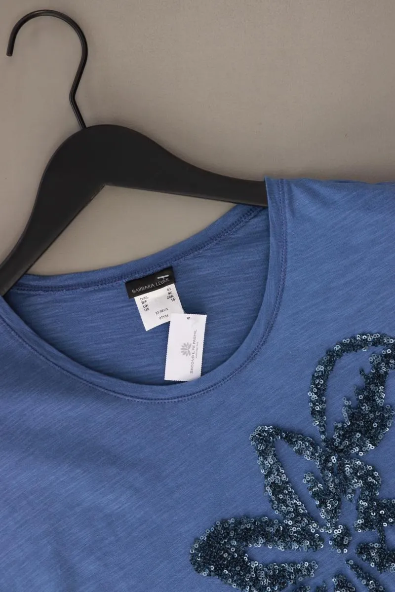 BARBARA LEBEK T-Shirt Gr. 46 Kurzarm mit Pailletten blau