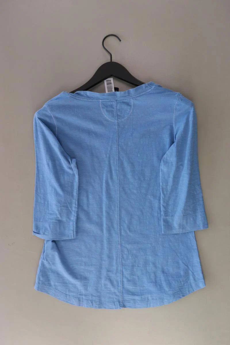 olsen Shirt mit V-Ausschnitt Gr. XS 3/4 Ärmel blau aus Baumwolle