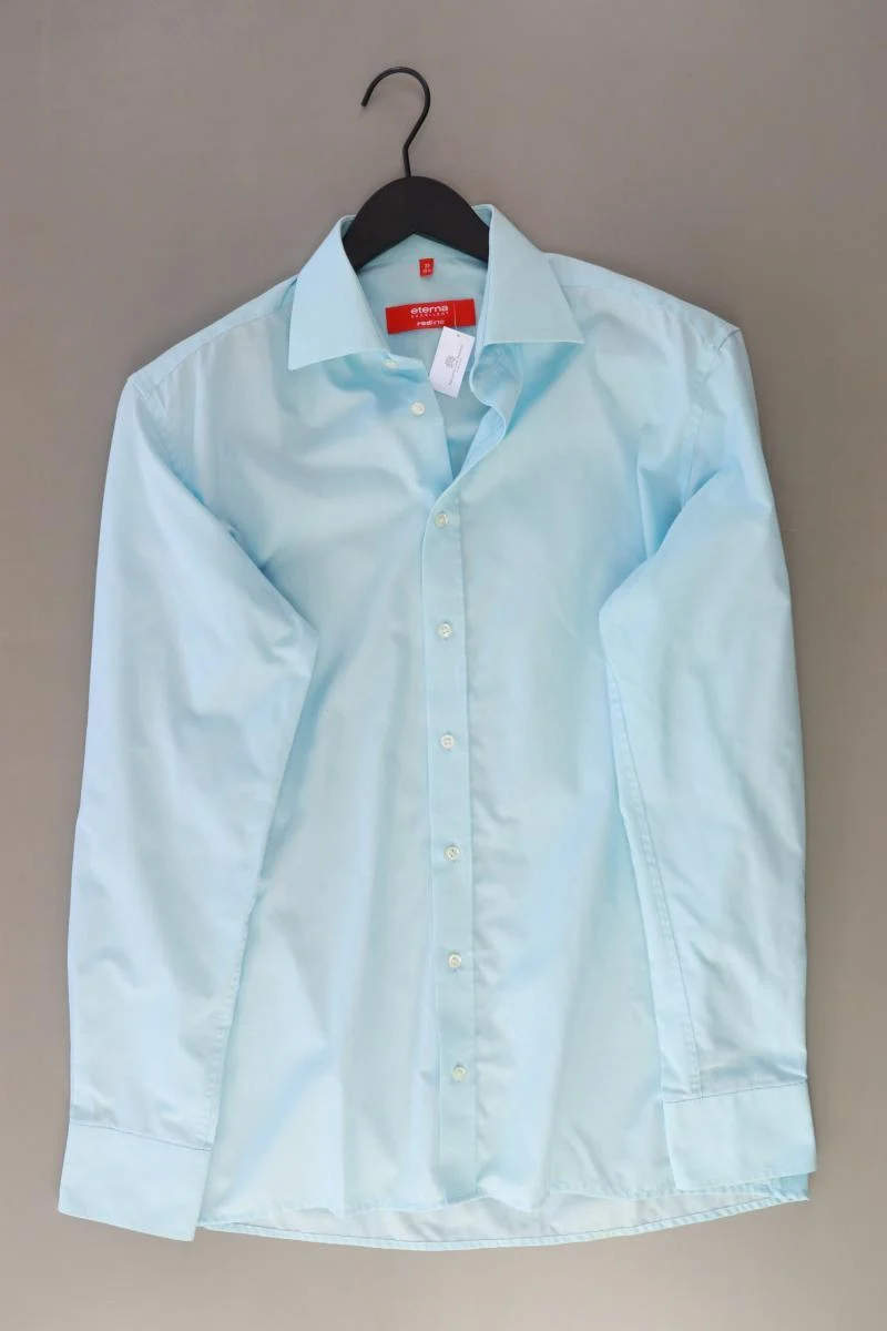 Eterna Langarmhemd für Herren Gr. Hemdgröße 39 blau aus Baumwolle