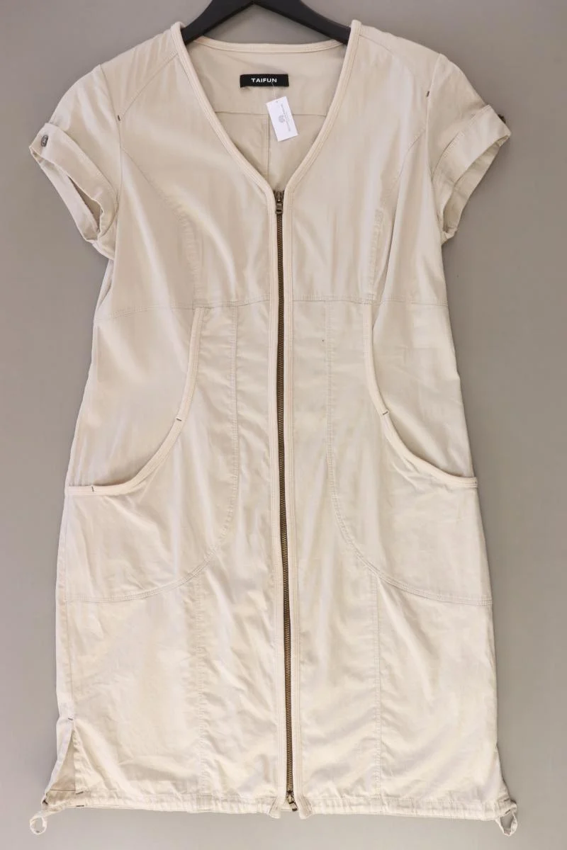 Taifun Kurzarmkleid Gr. 42 creme aus Baumwolle