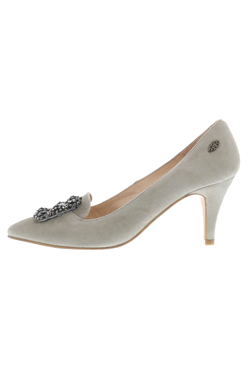 Trachten-Pumps mit Glitzerstein-Applikation