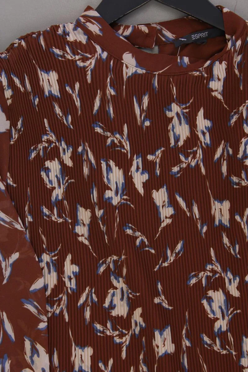 Esprit Chiffonkleid Gr. 46 mit Blumenmuster neuwertig Langarm braun