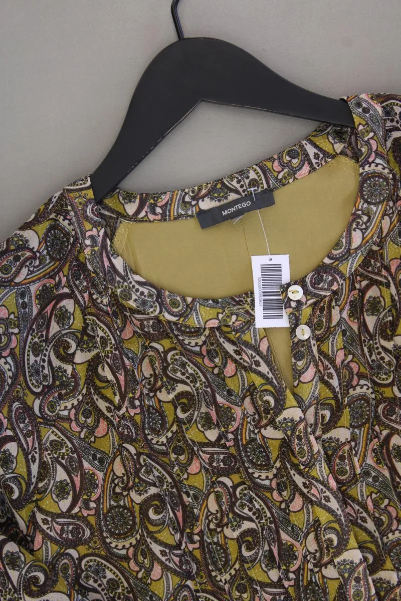 Montego Chiffonkleid Gr. 46 mit Paisleymuster neuwertig Langarm gelb