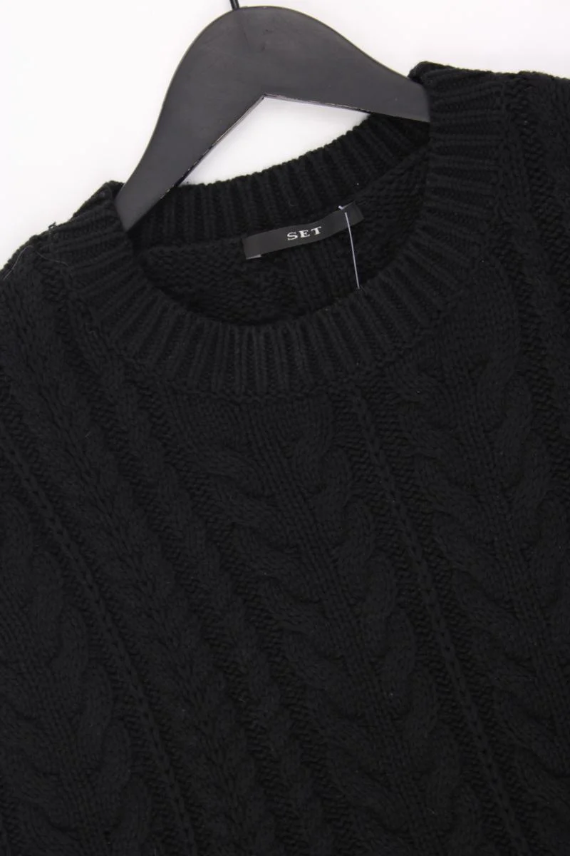 Set Strickshirt Gr. 38 Kurzarm schwarz aus Baumwolle