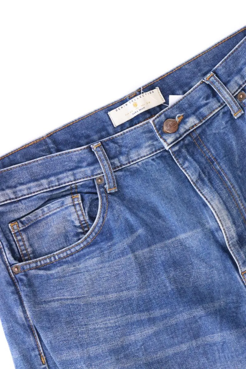 Zara Straight Jeans für Herren Gr. 44 blau aus Baumwolle