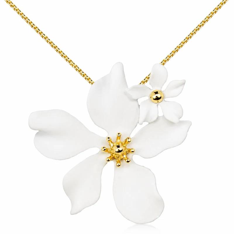 LUISIA® Halskette "Nelia" mit Blumen - 16 Karat vergoldet | Weiß