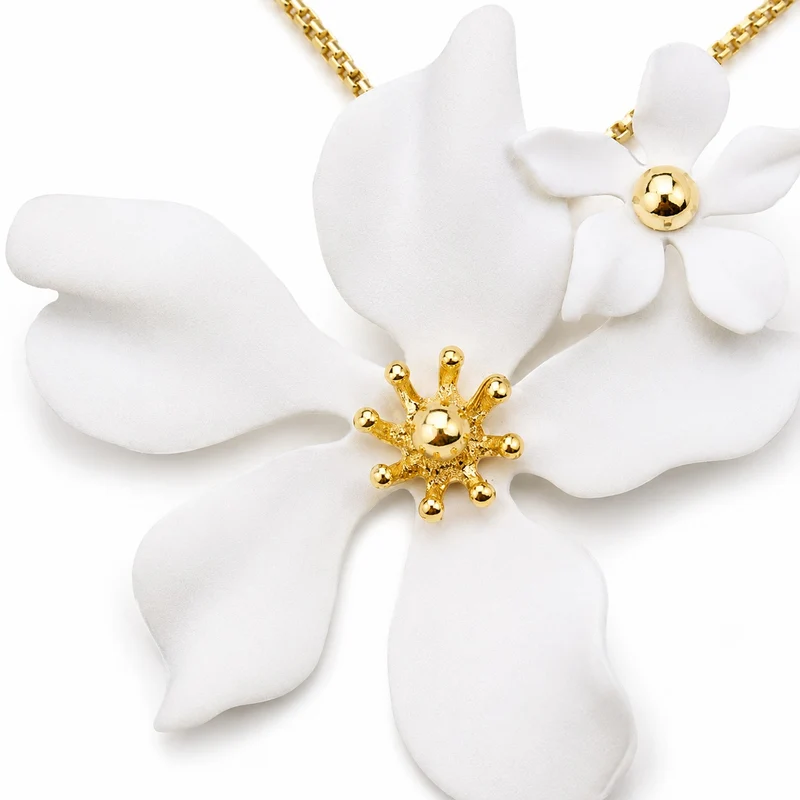 LUISIA® Halskette "Nelia" mit Blumen - 16 Karat vergoldet | Weiß