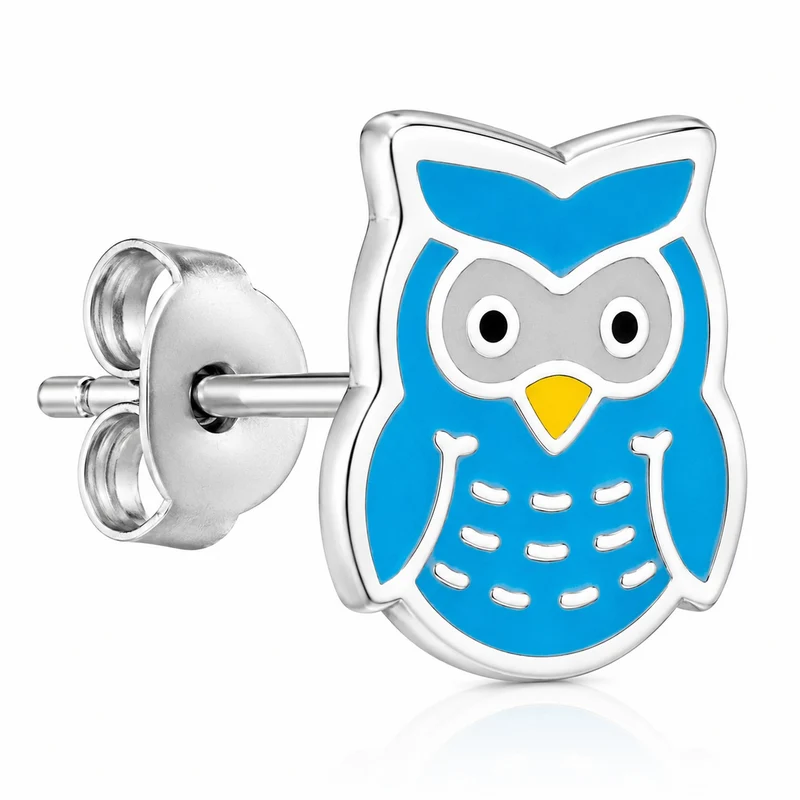 LUISIA® Ohrstecker "Eule" | Hellblau - 925 Sterling Silber
