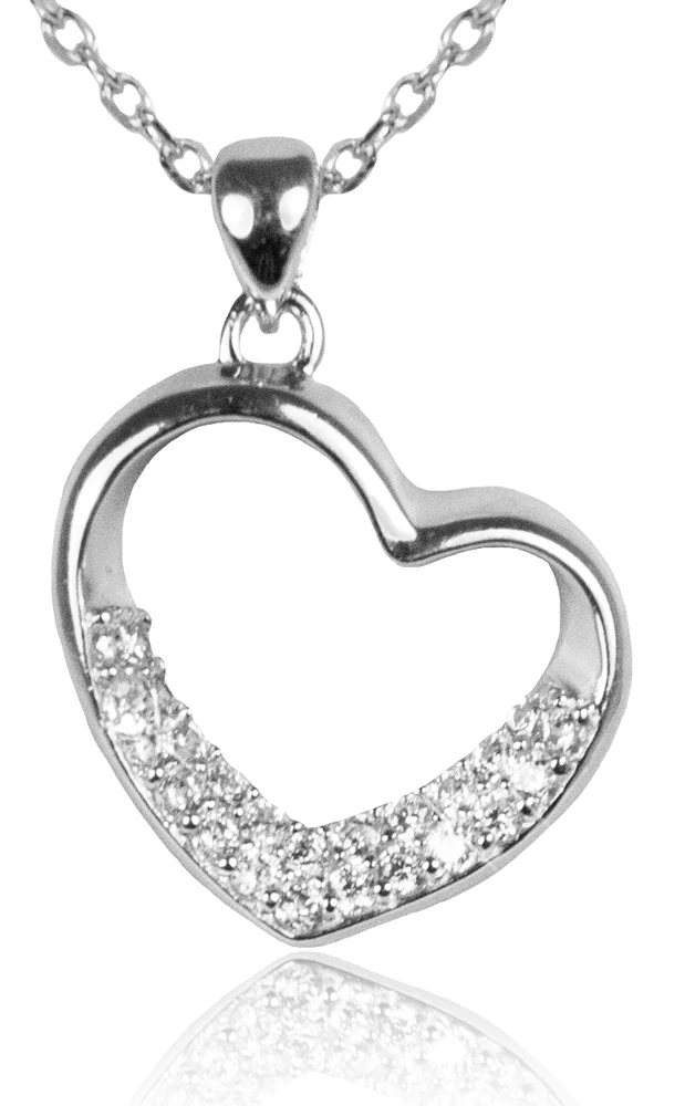 LUISIA Filigrane Damen Halskette mit Strass Herz- 925 Silber Schmuck mit Zirkonia Anhänger