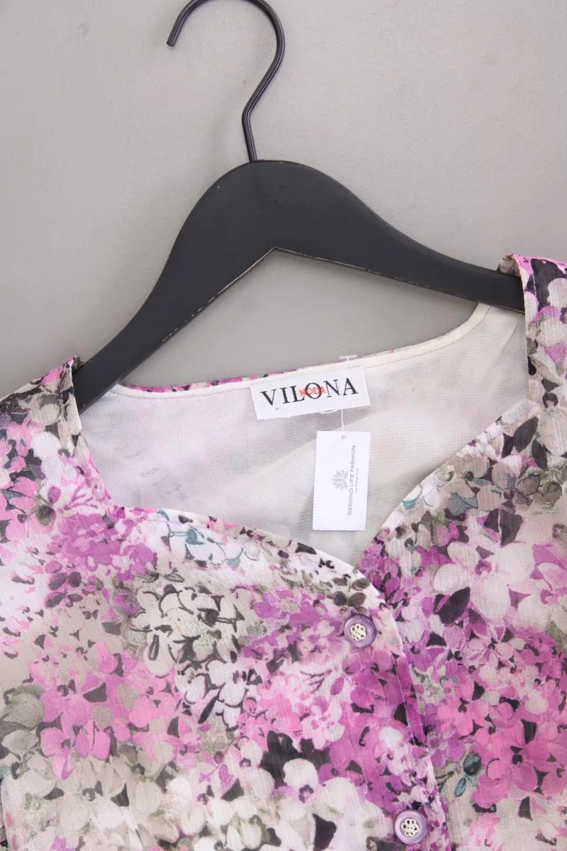 Vilona Vintage Kleid Gr. 44 mit Blumenmuster mit Gürtel Kurzarm lila