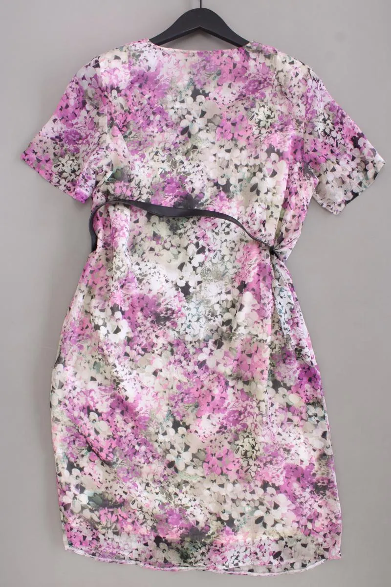 Vilona Vintage Kleid Gr. 44 mit Blumenmuster mit Gürtel Kurzarm lila